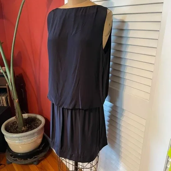 NILI LOTAN | navy blue silk backless dress M - Picture 5 of 13